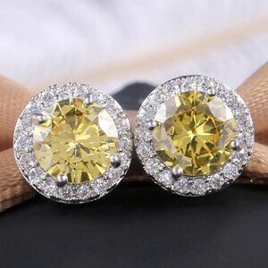 💥929 Silver Plated CZ Classic Stud Earrings for Women, UNVN12446